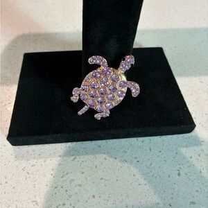 Purple Crystal Turtle Brooch NIP